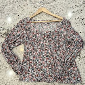 Loft Button Floral Blouse